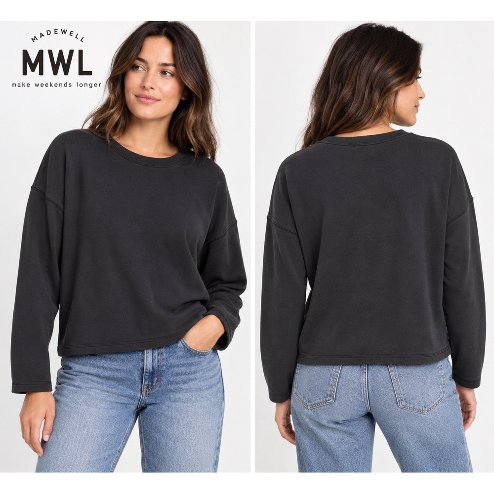 Madewell MWL Superbrushed Easygoing Sweatshirt XXS Black Modal Relaxed